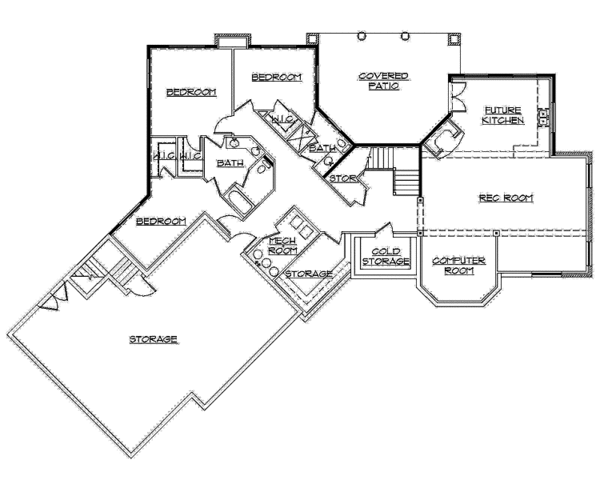 Home Plan - Mediterranean Floor Plan - Lower Floor Plan #945-133
