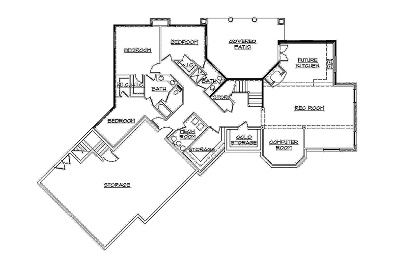 House Blueprint - Floor Plan - Lower Floor for Mediterranean House Plan #945-133 - 2 bed, 2.5 bath
