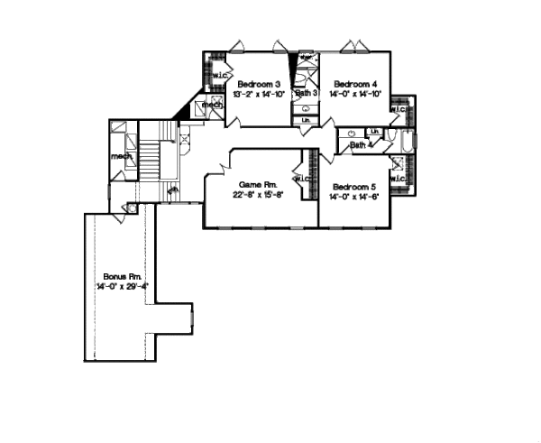 Traditional Floor Plan - Upper Floor Plan #135-170