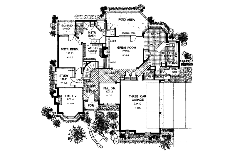 Home Plan - Floor Plan - Main Floor for Country House Plan #310-1054 - 4 bed, 4.5 bath