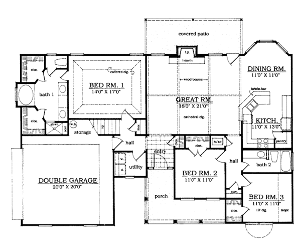 House Plan Design - Country Floor Plan - Main Floor Plan #42-576
