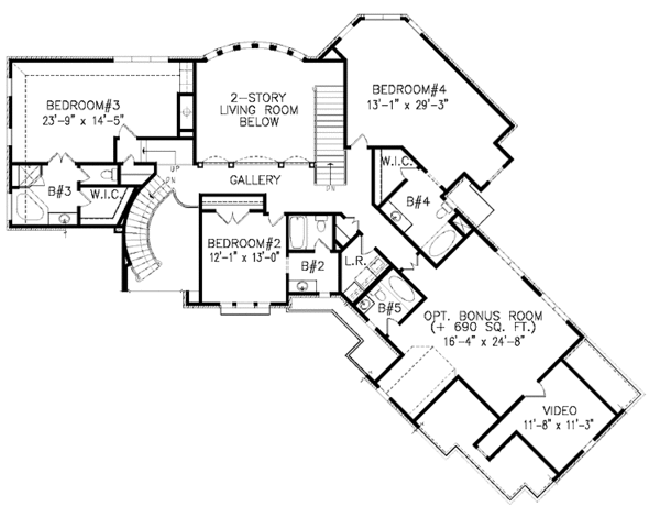 House Plan Design - European Floor Plan - Upper Floor Plan #54-326