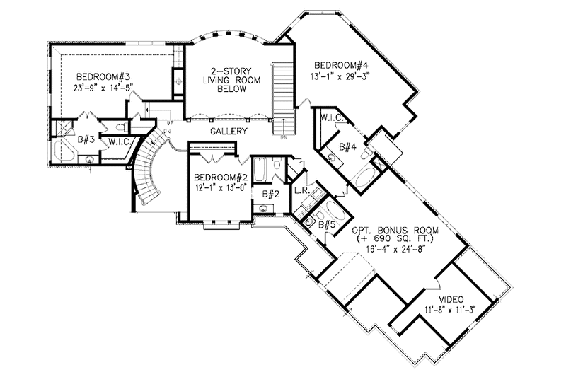 Home Plan - Floor Plan - Upper Floor for European House Plan #54-326 - 4 bed, 4.5 bath