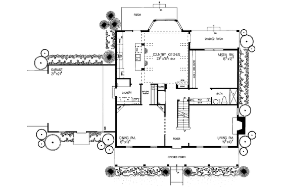 Floor Plan - Main Floor for Colonial House Plan #72-813 - 3 bed, 3 bath