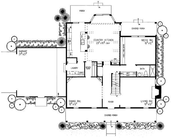 House Blueprint - Colonial Floor Plan - Main Floor Plan #72-813