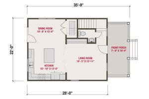 Floor Plan - Main Floor for Farmhouse House Plan #461-115 - 3 bed, 2.5 bath