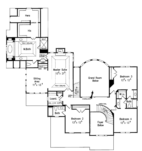 Architectural House Design - Classical Floor Plan - Upper Floor Plan #927-845