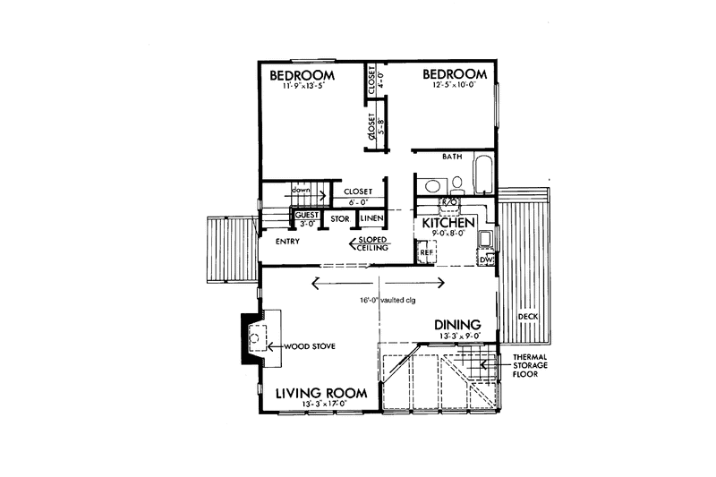 Dream House Plan - Floor Plan - Main Floor for Contemporary House Plan #320-1014 - 3 bed, 2 bath