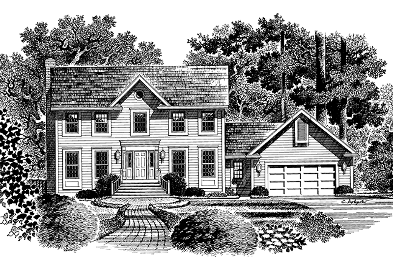 House Blueprint - Colonial Exterior - Front Elevation Plan #316-132