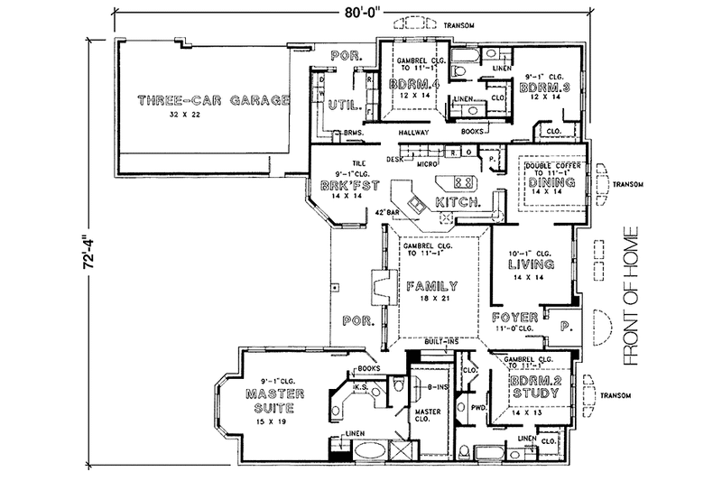 House Plan Design - Floor Plan - Main Floor for Country House Plan #974-29 - 3 bed, 3 bath