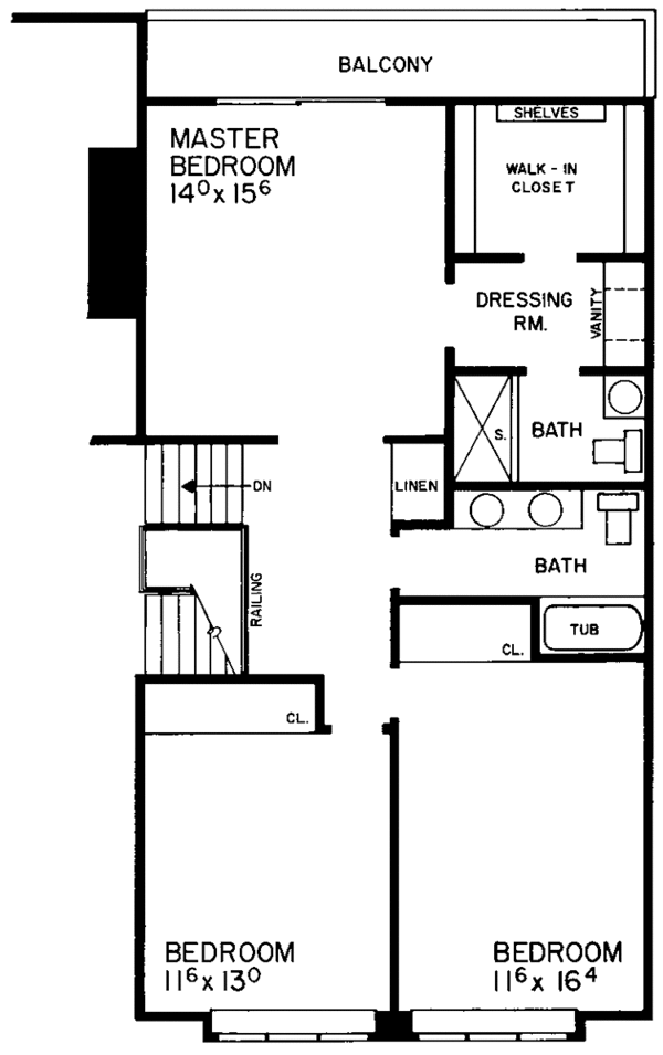 Architectural House Design - Adobe / Southwestern Floor Plan - Upper Floor Plan #72-751