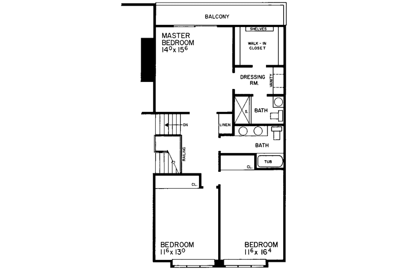 Home Plan - Floor Plan - Upper Floor for Adobe / Southwestern House Plan #72-751 - 4 bed, 3.5 bath