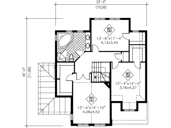 House Blueprint - European Floor Plan - Upper Floor Plan #25-4161