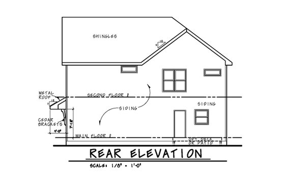 Exterior - Rear Elevation for Traditional House Plan #20-2517 - 4 bed, 3.5 bath