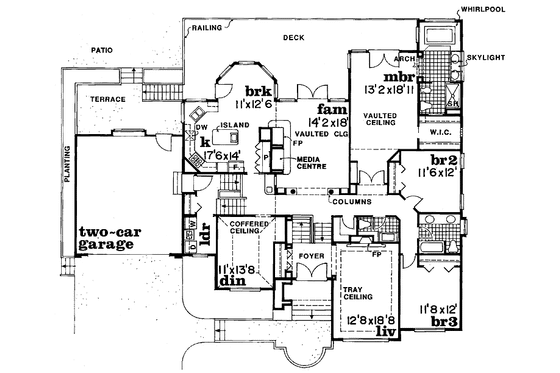 Floor Plan - Upper Floor for Mediterranean House Plan #47-869 - 3 bed, 2.5 bath