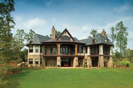 Exterior - Rear Elevation for European House Plan #929-892 - 4 bed, 4 bath