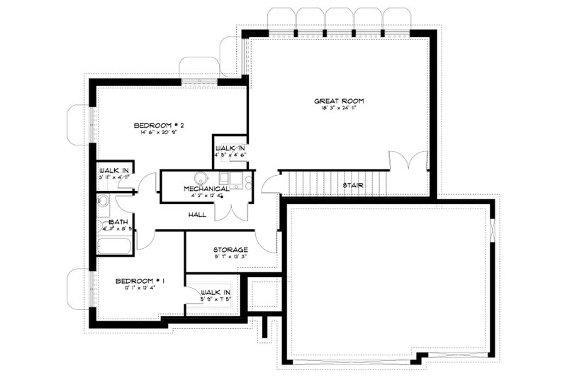 Architectural House Design - Floor Plan - Lower Floor for Craftsman House Plan #1060-430 - 3 bed, 2 bath