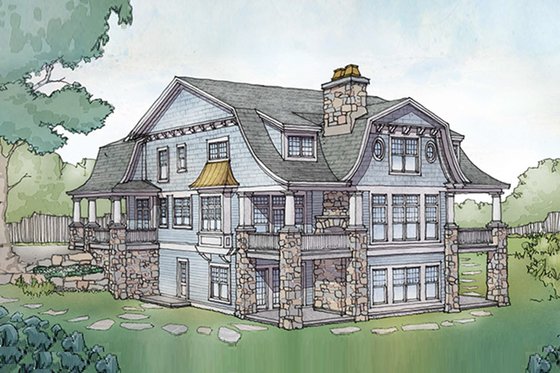 Exterior - Rear Elevation 1 for Colonial House Plan #928-298 - 5 bed, 4.5 bath