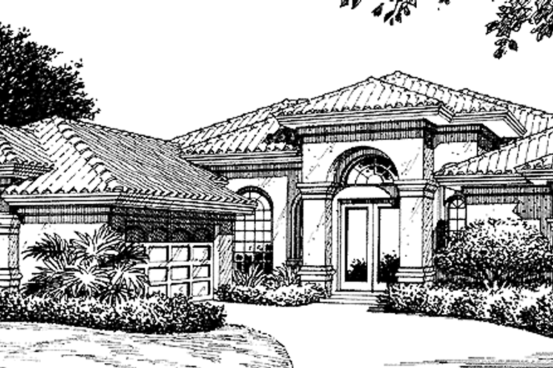Architectural House Design - Mediterranean Exterior - Front Elevation Plan #417-716