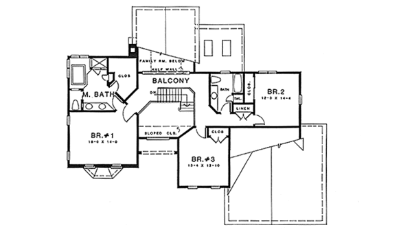 Architectural House Design - European Floor Plan - Upper Floor Plan #1001-11