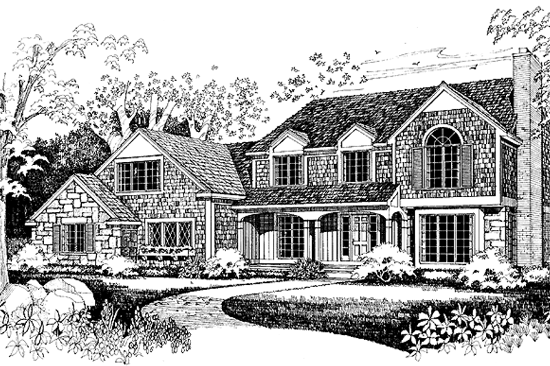 House Blueprint - European Exterior - Front Elevation Plan #72-989