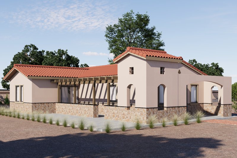 Adobe / Southwestern Style House Plan - 2 Beds 2 Baths 909 Sq/Ft Plan #1106-98 Exterior