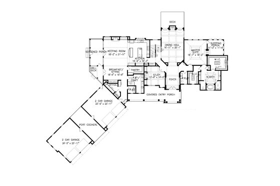 Floor Plan - Main Floor for Traditional House Plan #54-538 - 3 bed, 4.5 bath