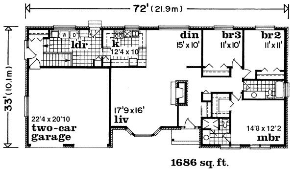 Ranch Floor Plan - Main Floor Plan #47-472