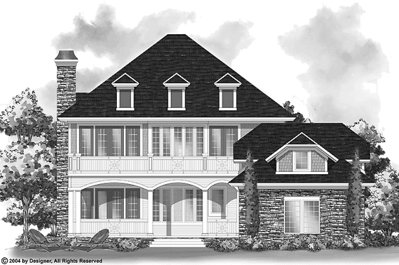 Exterior - Rear Elevation for Classical House Plan #930-211 - 3 bed, 2.5 bath