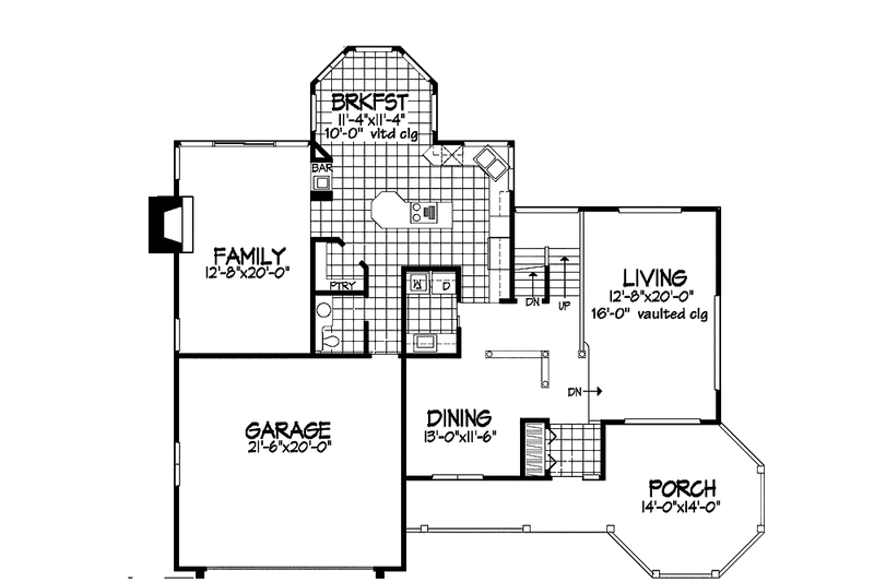 Home Plan - Floor Plan - Main Floor for Country House Plan #320-938 - 4 bed, 2.5 bath