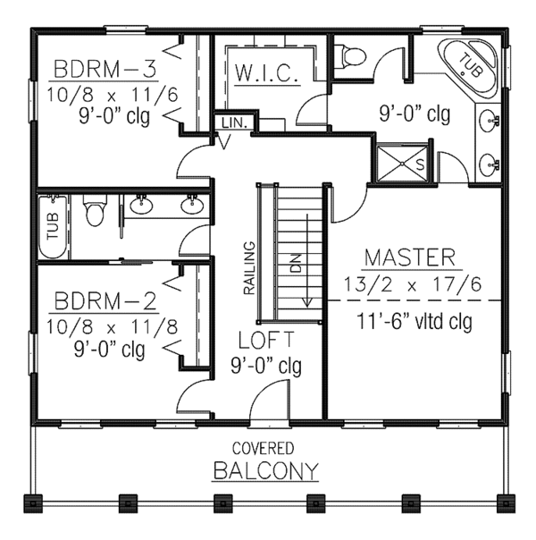 Architectural House Design - Classical Floor Plan - Upper Floor Plan #1037-25