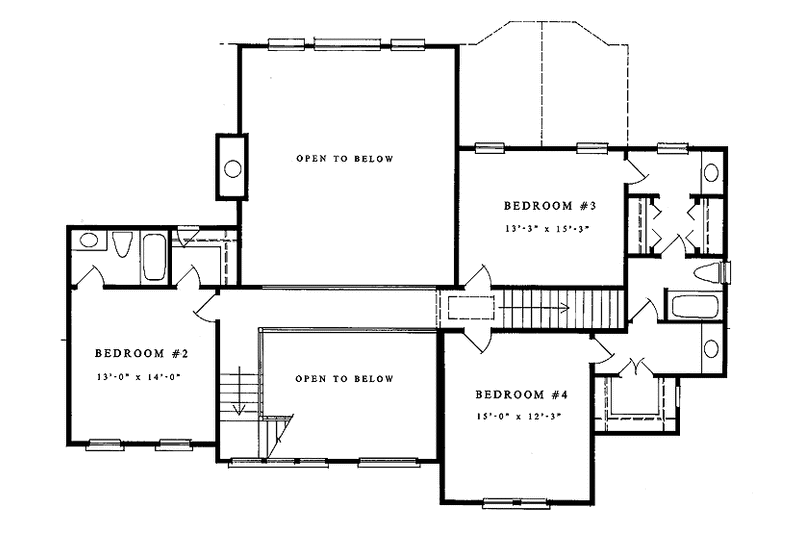 Home Plan - Floor Plan - Upper Floor for Traditional House Plan #429-112 - 4 bed, 3.5 bath