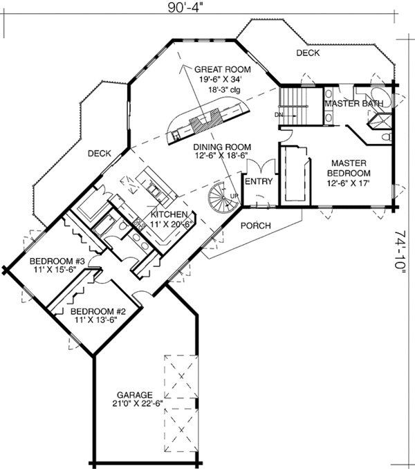 Dream House Plan - Log Floor Plan - Main Floor Plan #964-14