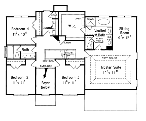 Home Plan - Classical Floor Plan - Upper Floor Plan #927-686