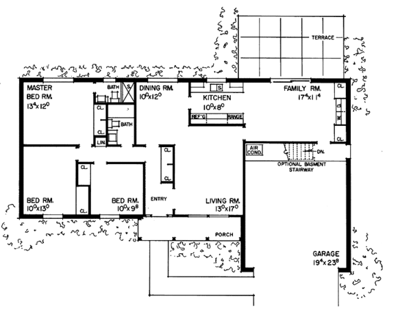 Architectural House Design - Ranch Floor Plan - Main Floor Plan #72-517