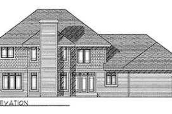 Exterior - Rear Elevation for Prairie House Plan #70-481 - 4 bed, 3.5 bath