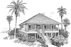 Beach Exterior - Front Elevation Plan #37-135