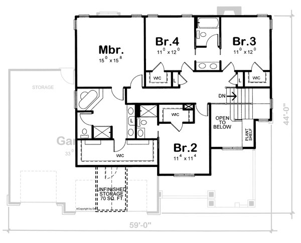 Craftsman Floor Plan - Upper Floor Plan #20-2127