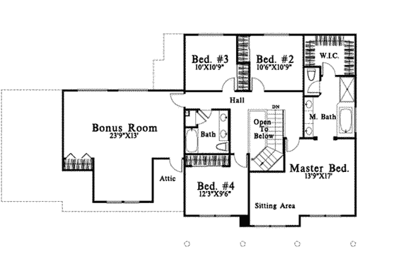 Floor Plan - Upper Floor for Traditional House Plan #78-126 - 4 bed, 2.5 bath