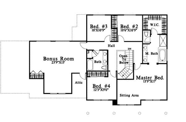 Traditional Floor Plan - Upper Floor Plan #78-126