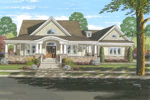 Country house plan with Craftsman details, floor plan