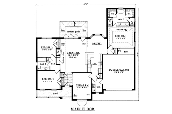 Floor Plan - Main Floor for Traditional House Plan #42-207 - 3 bed, 2 bath