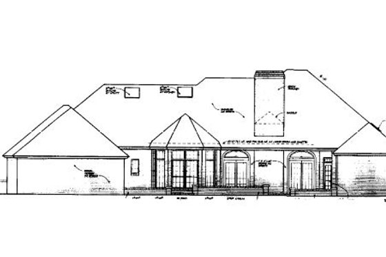 Exterior - Rear Elevation for European House Plan #310-433 - 4 bed, 3.5 bath