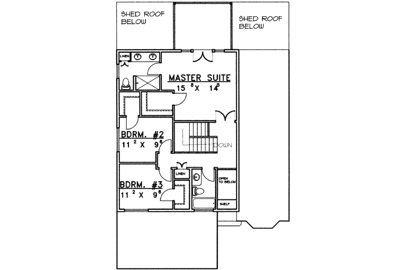 Dream House Plan - Floor Plan - Upper Floor for Modern House Plan #117-375 - 3 bed, 3.5 bath