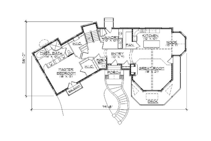 Home Plan - Floor Plan - Main Floor for Traditional House Plan #5-393 - 3 bed, 4 bath