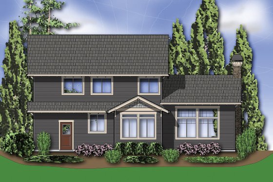 Rear View - 2100 square foot Craftsman home
