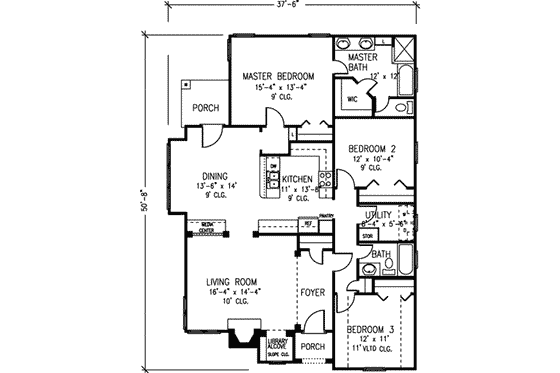 Floor Plan - Main Floor for European House Plan #410-131 - 3 bed, 2 bath