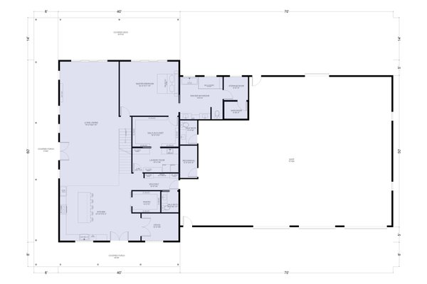 Barndominium Floor Plan - Main Floor Plan #1107-24