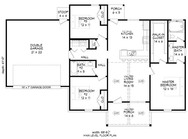 House Blueprint - Traditional Floor Plan - Main Floor Plan #932-536