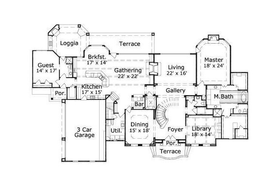 Floor Plan - Main Floor for European House Plan #411-495 - 4 bed, 4.5 bath